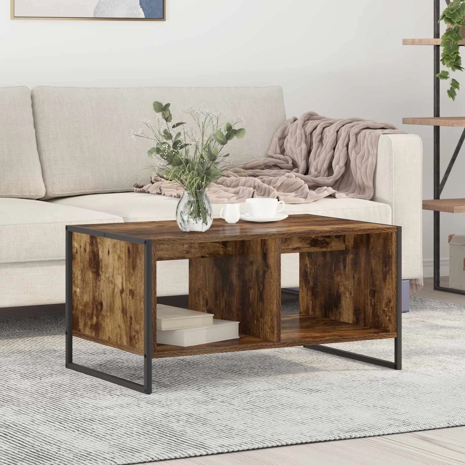 Klubska miza Dimni hrast 80 x 50 x 40 cm Inženirski les