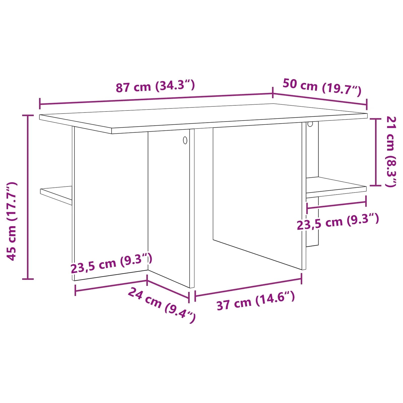 Klubska miza Bela 87 x 50 x 45 cm Konstruirano leseno - slika 9