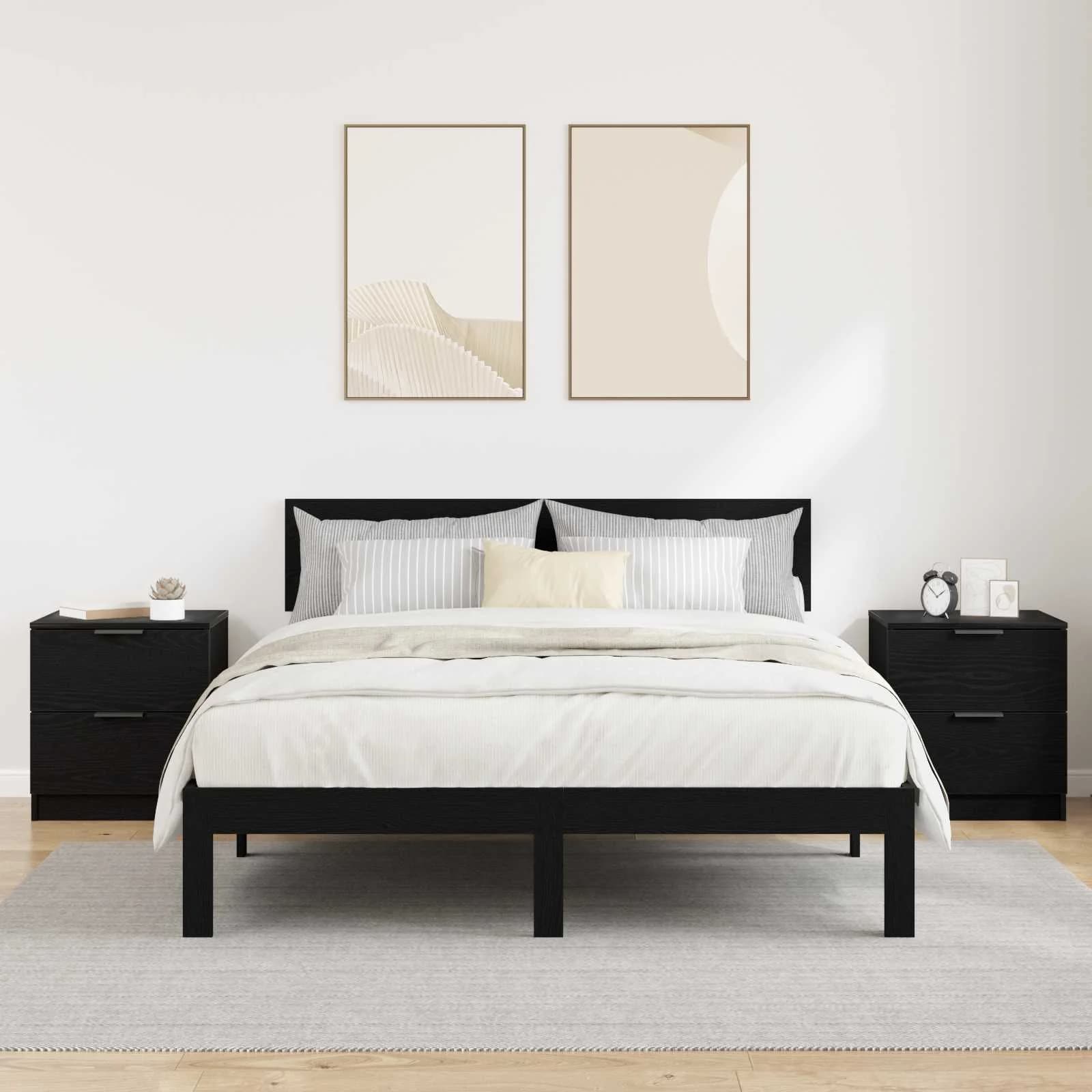 Nočna omarica 2 kos Črna Orehovina 45 x 39 x 50cm - slika 4