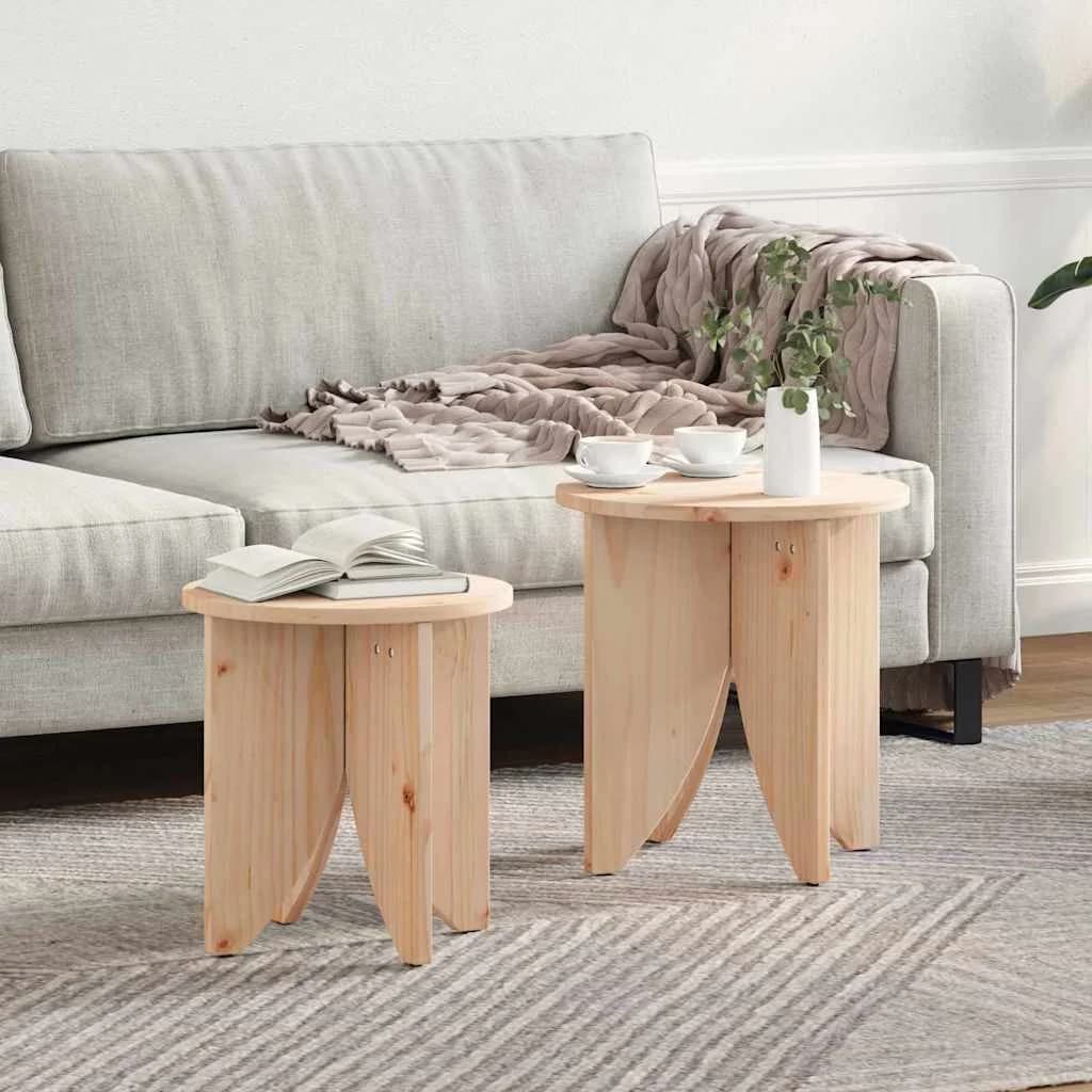 Klubska miza 2 kos Naravna 41,5 x 41,5 x 44 cm