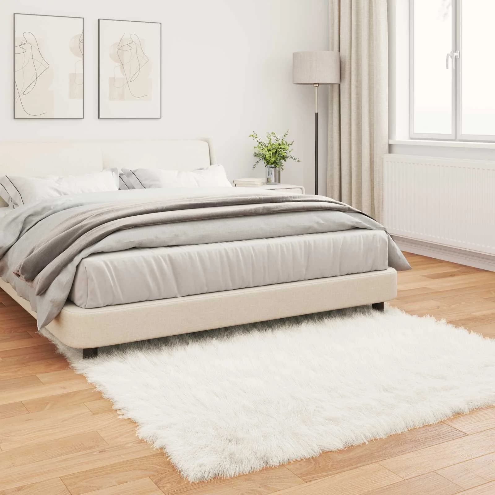 Preproga iz umetnega ovčjega krzna TAFALLA Bela 120 x 120 cm - slika 4