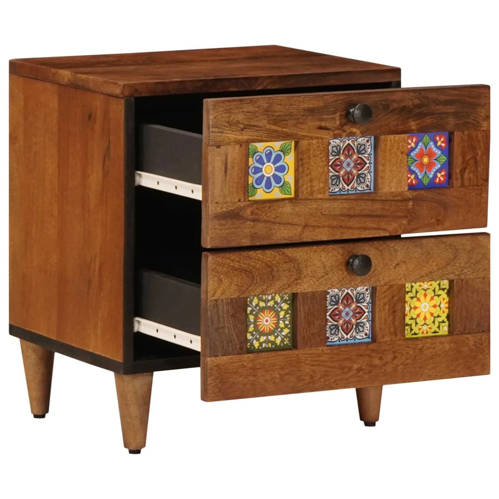 Nočna omarica Rjava 40 x 33 x 46 cm Masiven les manga - slika 3