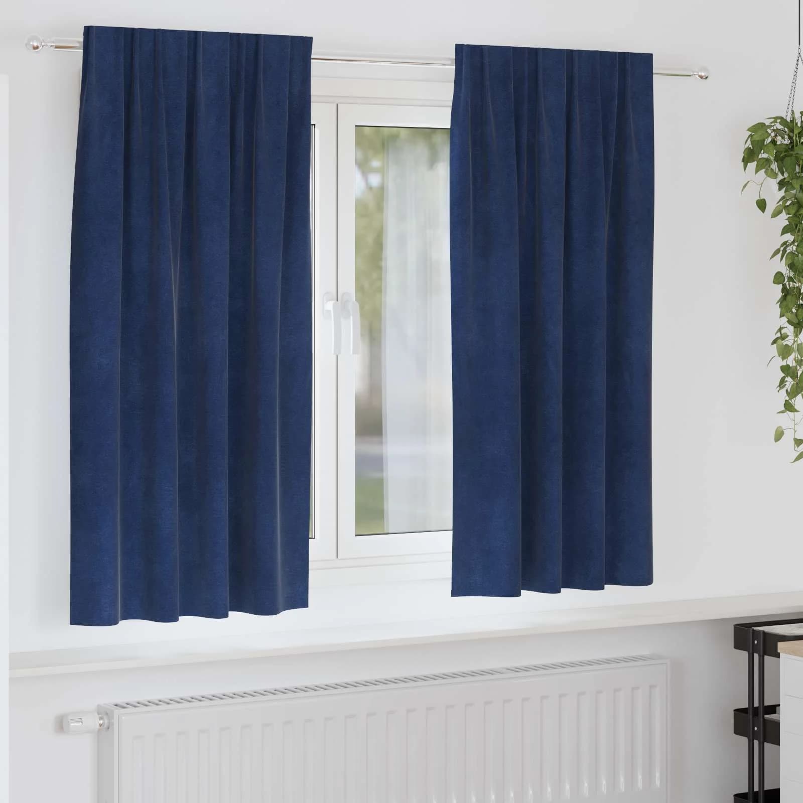 Zatemnitvene zavese 2 kos Temno modra 140 x 175 cm Žamet