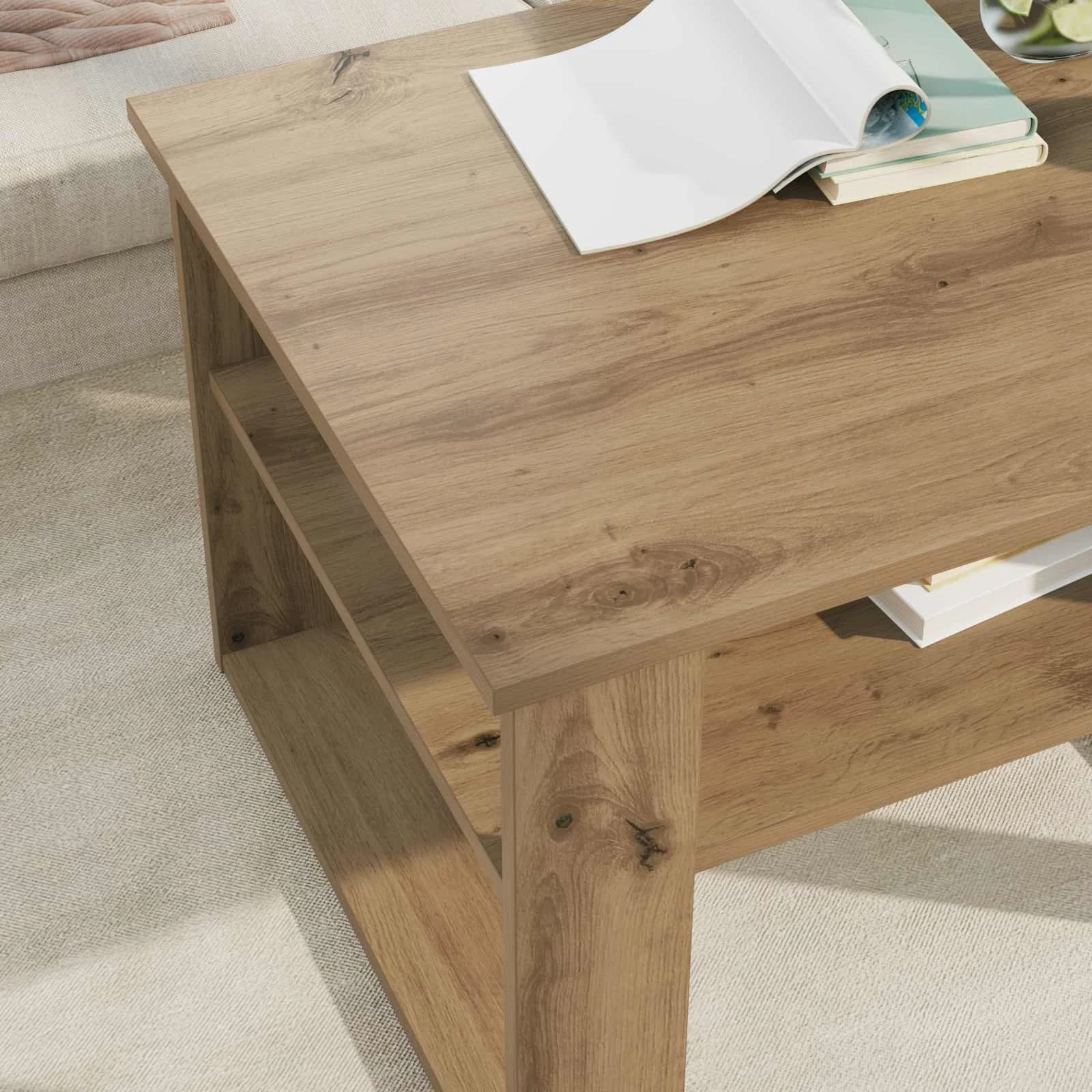 Klubska miza Umetni hrast 64 x 54 x 44 cm Inženirski les - slika 4