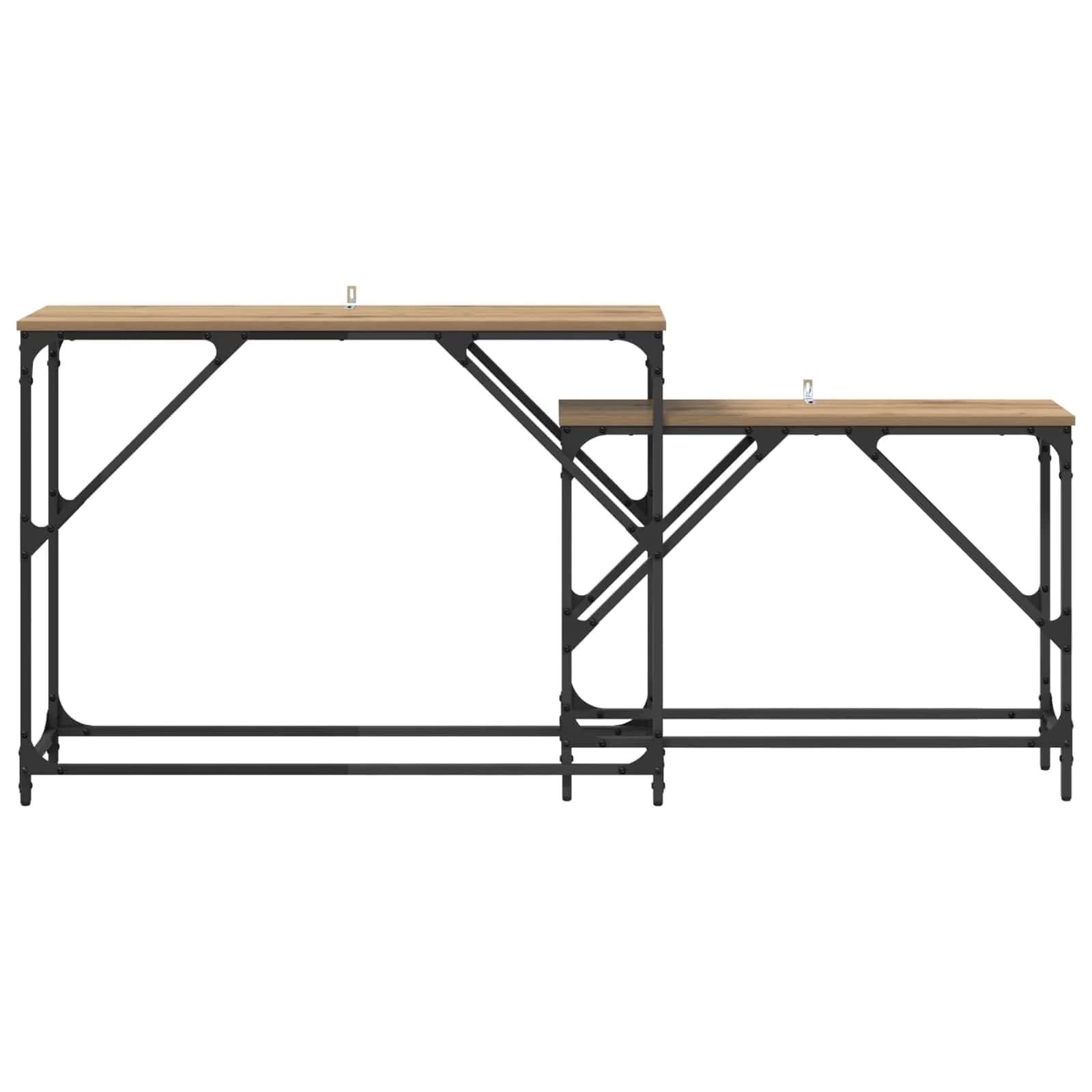 Konzolna miza 2 kos Umetni hrast 100 x 28 x 75 cm - slika 5