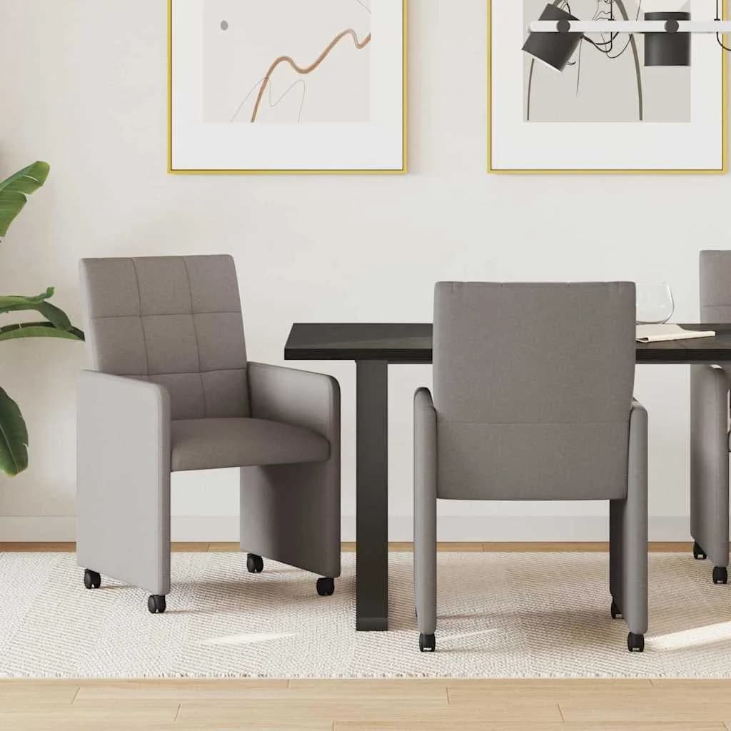 Jedilni stoli s kolesi 2 kos blago Taupe 58 x 65 x 94 cm