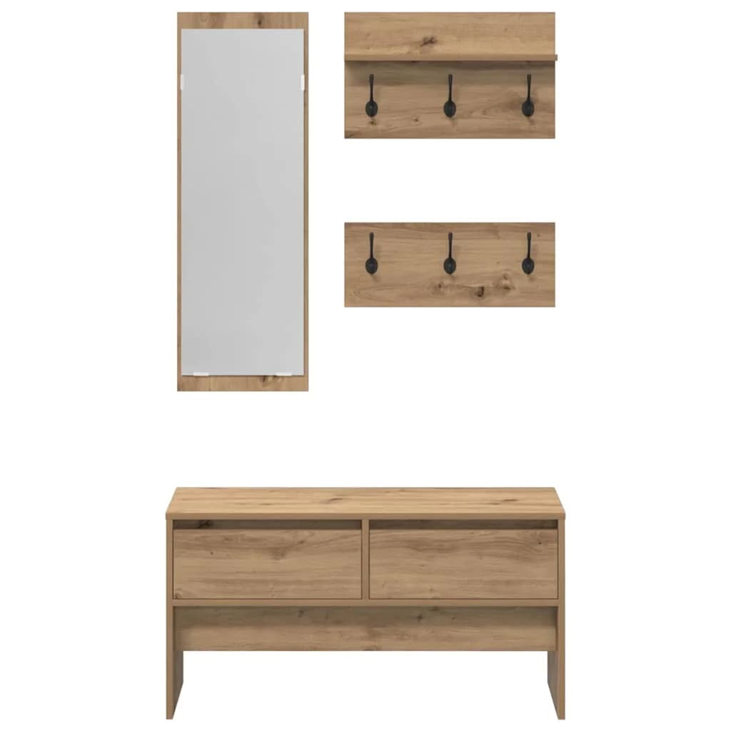 Komplet pohištva za predsobo 4 kos Oreh 90 x 31 x 46,5 cm - slika 10
