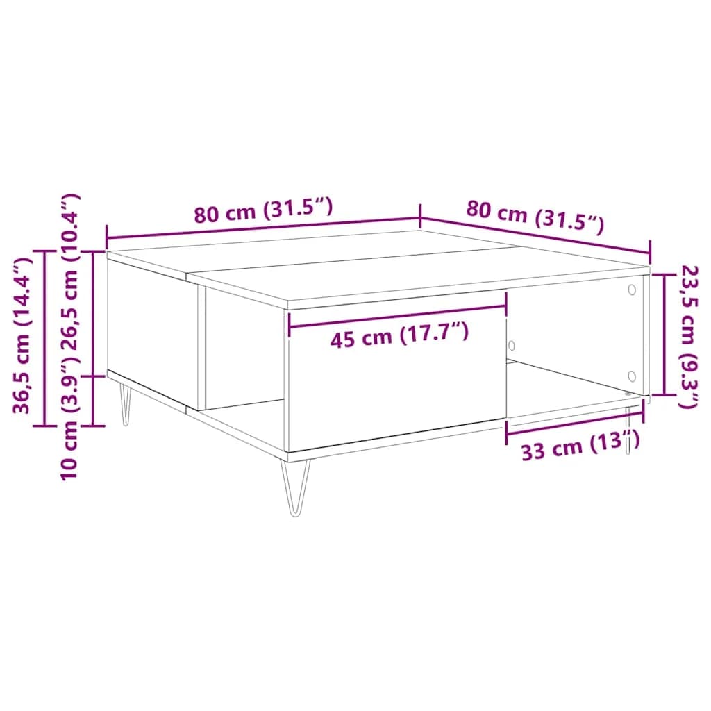 Klubska miza Star les 80 x 80 x 36,5 cm Inženirski les - slika 11