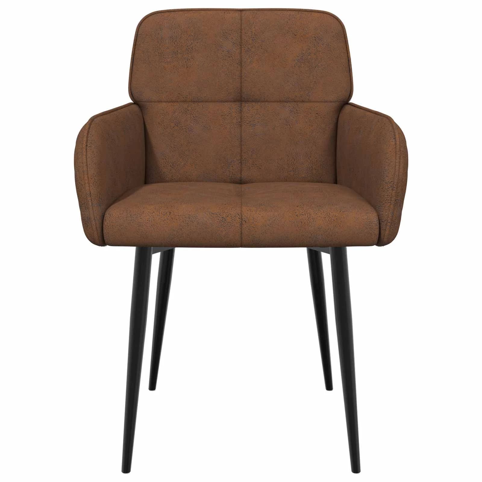 Jedilni stoli 2 kos Umetno nubuk usnje Rjava 59 x 56,5 x 85 cm - slika 3