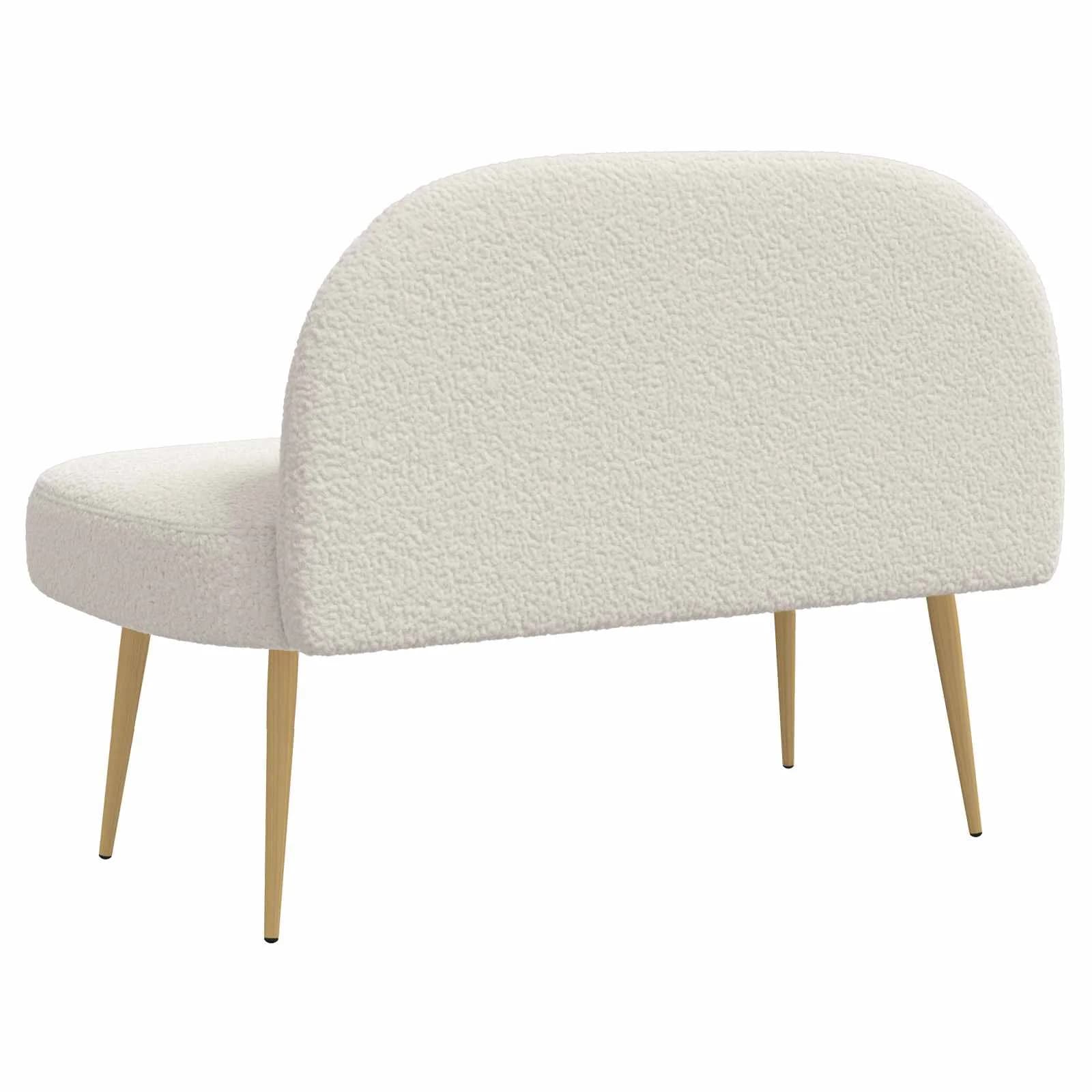 Oblazinjena klop z naslonom Krem 110 x 60 x 76 cm Bouclé - slika 4