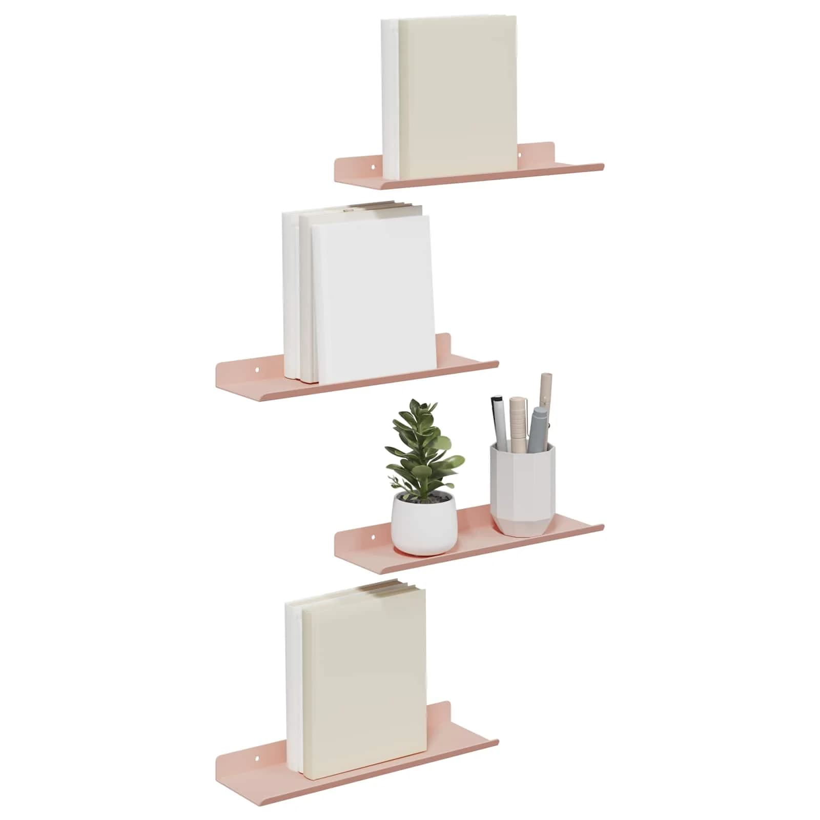 Ležeča polica Montaža za steno 4 kos Roza 30 x 9 x 2,5 cm Jeklo - slika 3