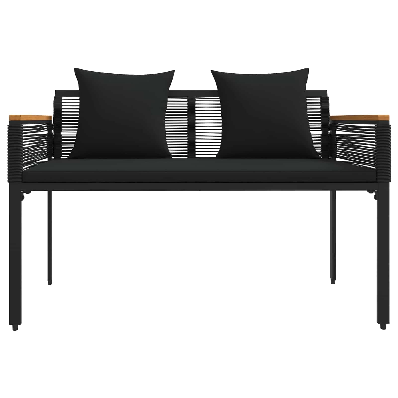 Zunanja klop z blazino Črna 117 x 54 x 74.5 cm poli ratan - slika 5