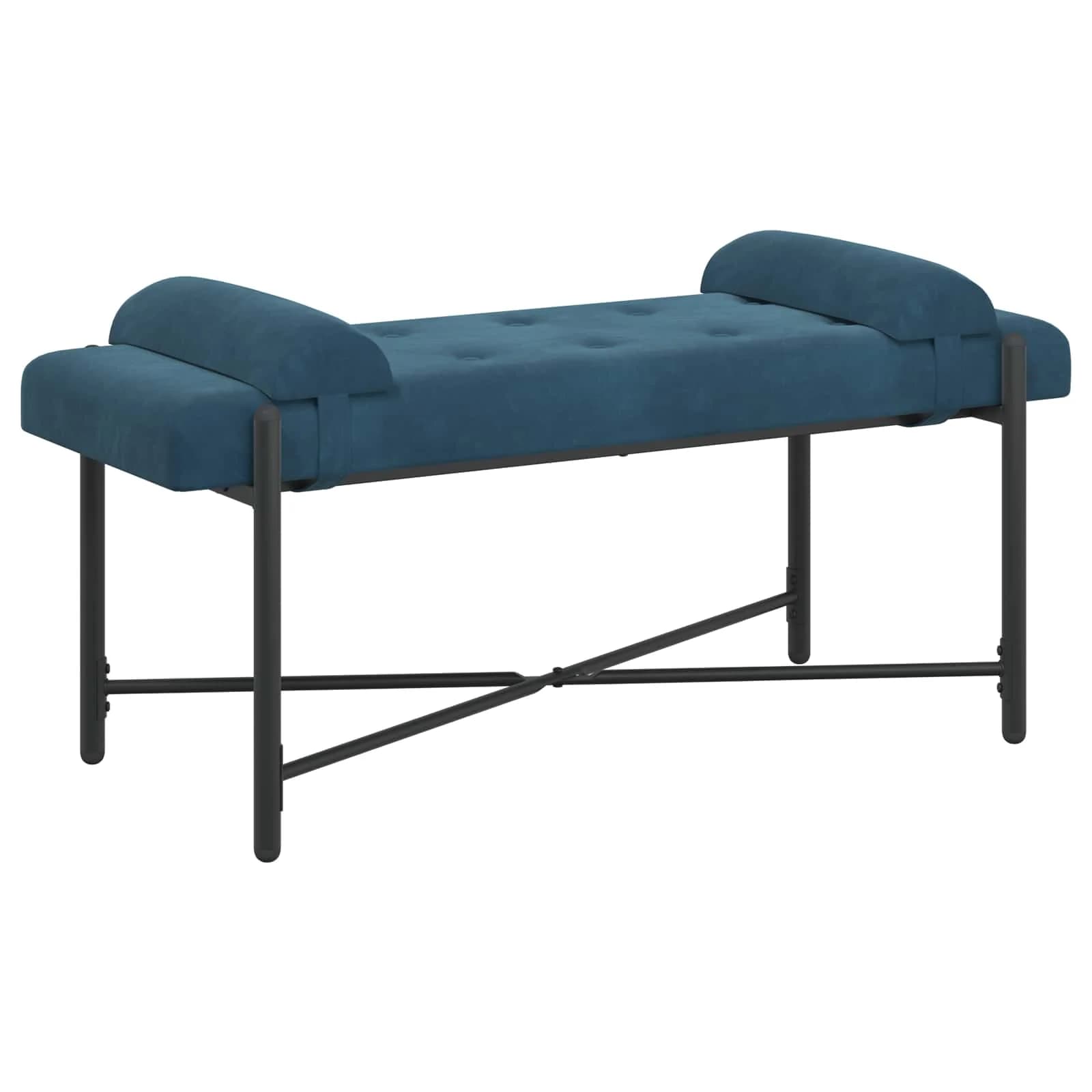 Klubska klop z gumbi in vzglavniki Modra 110 x 40 x 46 cm Žamet - slika 2