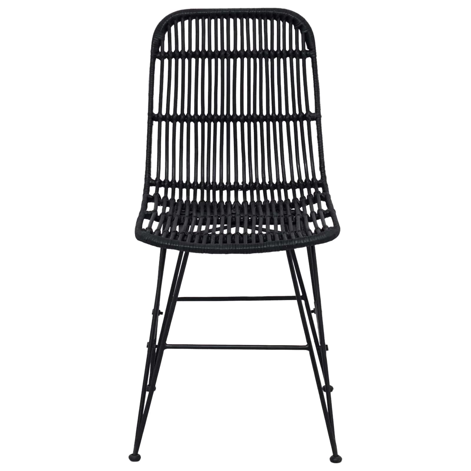 Jedilna stolica 2 kos Rattan in jeklo Črna 41 x 55 x 85 cm - slika 5