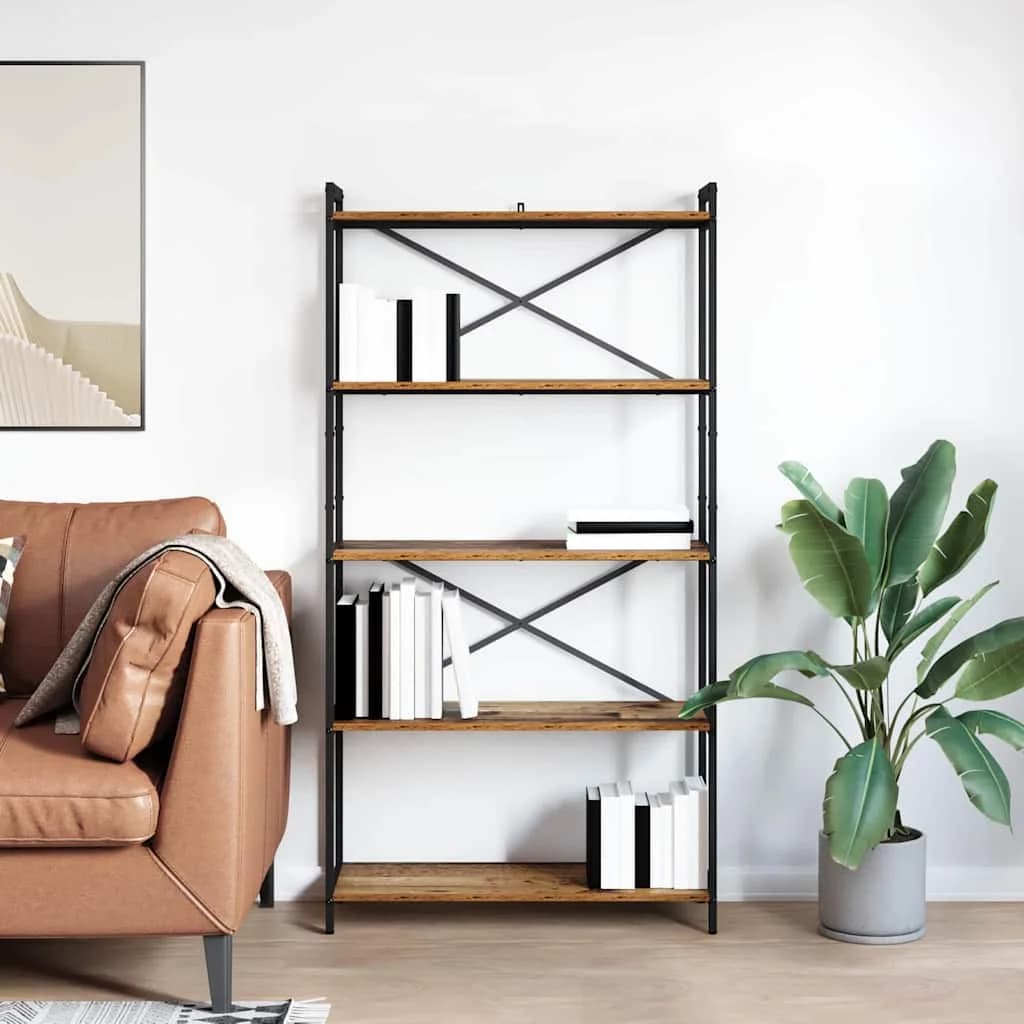 Knjižna polica 80 x 30 x 155 cm Inženirski les Star les - slika 4