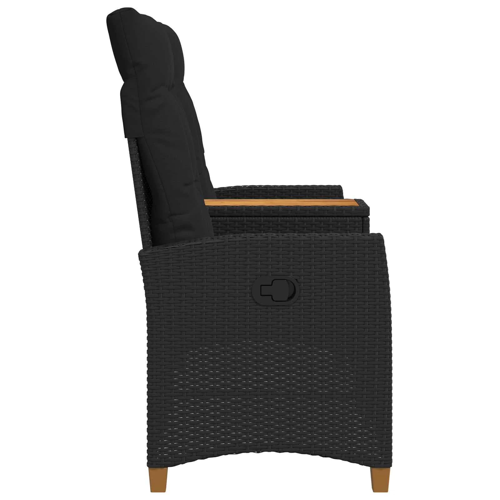 Zložljiva klop s tabelo Črna 126 x 65 x 112 cm poli ratan - slika 5