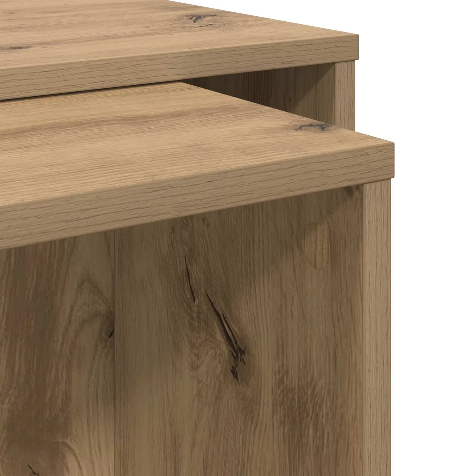 Set kavno mizico 2 kos Umetni hrast 90 x 48 x 40 cm - slika 11