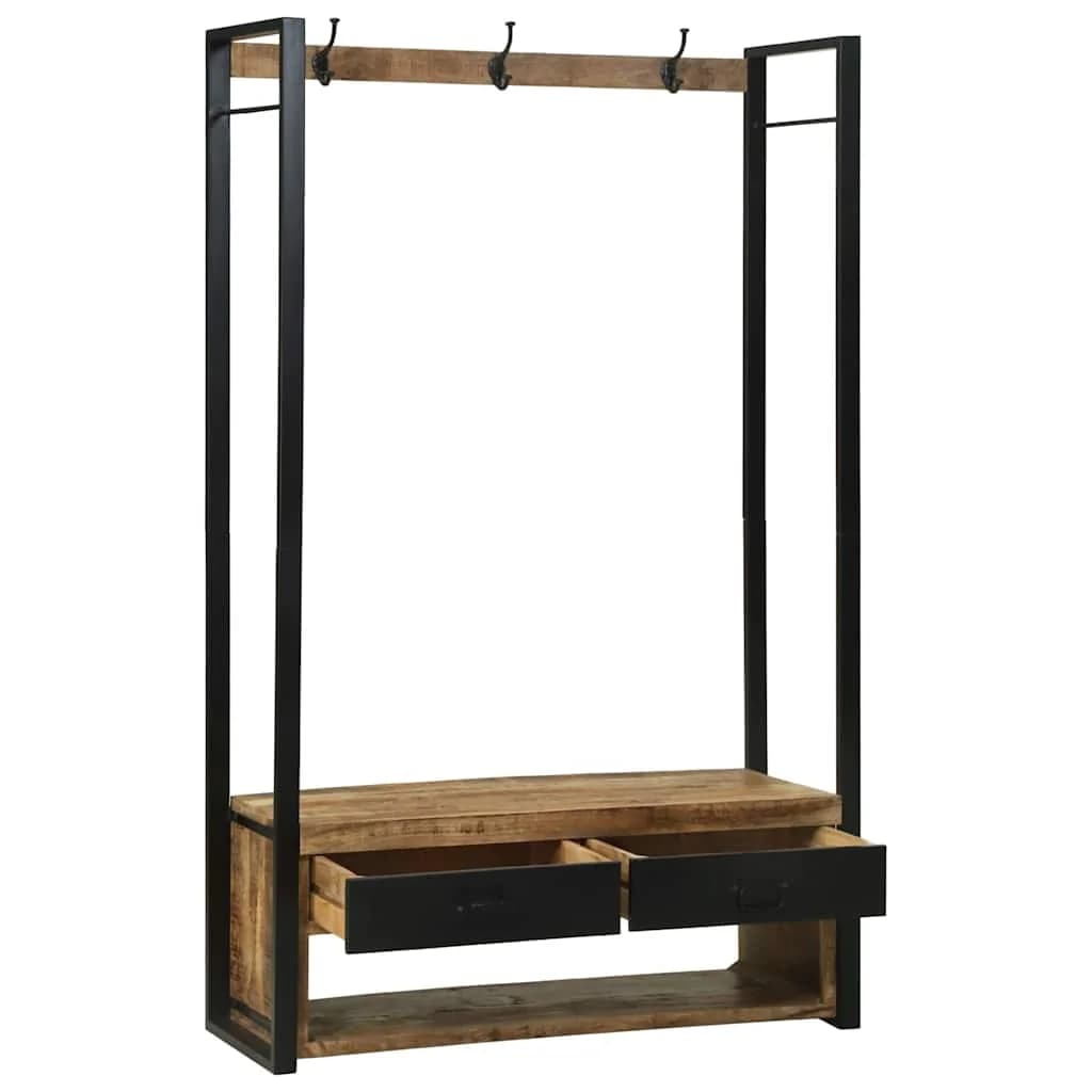 Stojalo za oblačila Rjava 110 x 40 x 179 cm Trden mangov les - slika 2