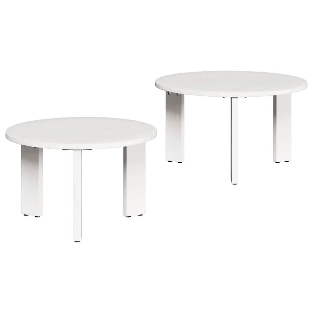 Klubska miza 2 kos Bela 47,5 x 47,5 x 27 cm Trden borov les - slika 2
