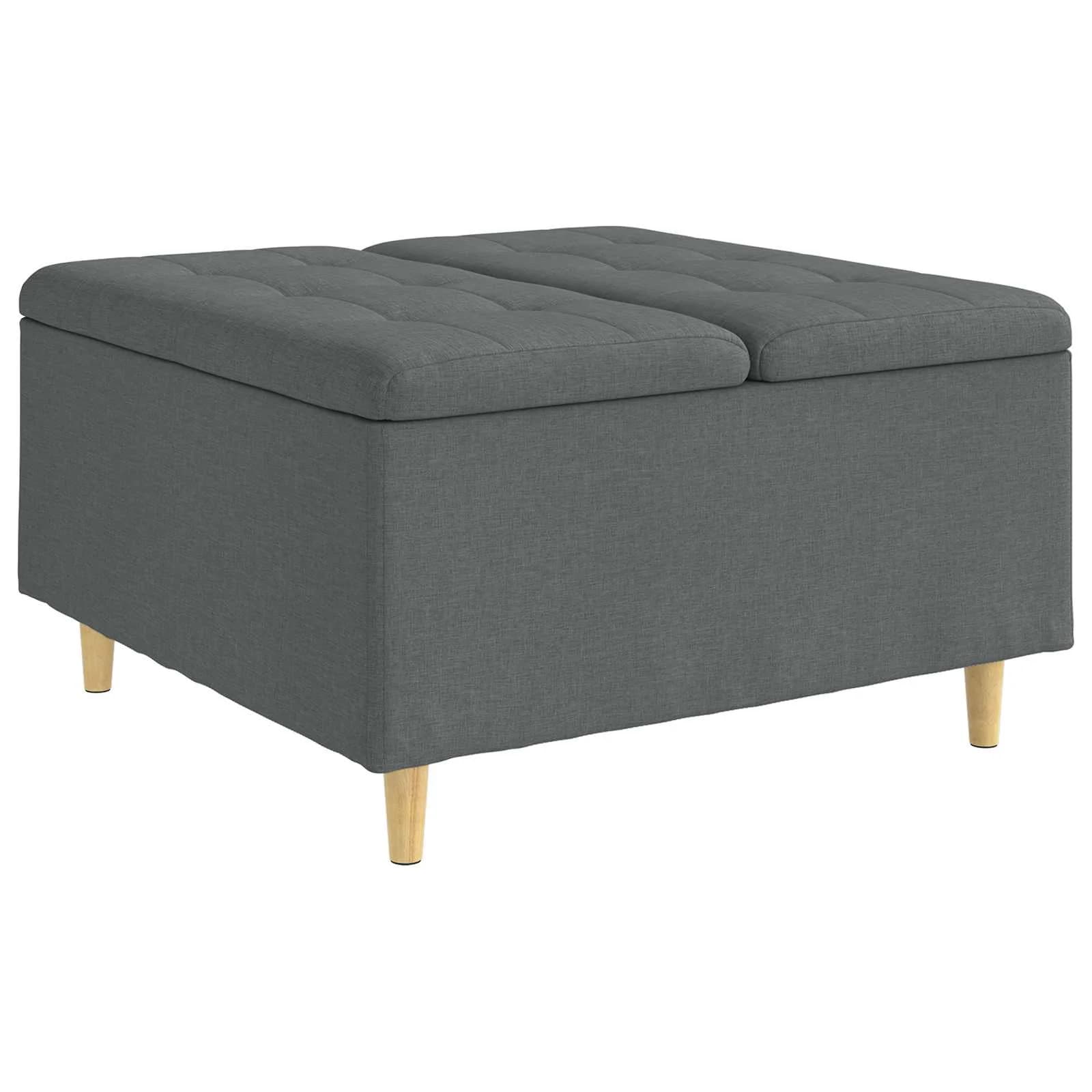 Shranjevalna tabureta Temno siva 80 x 80 x 45 cm blago - slika 2