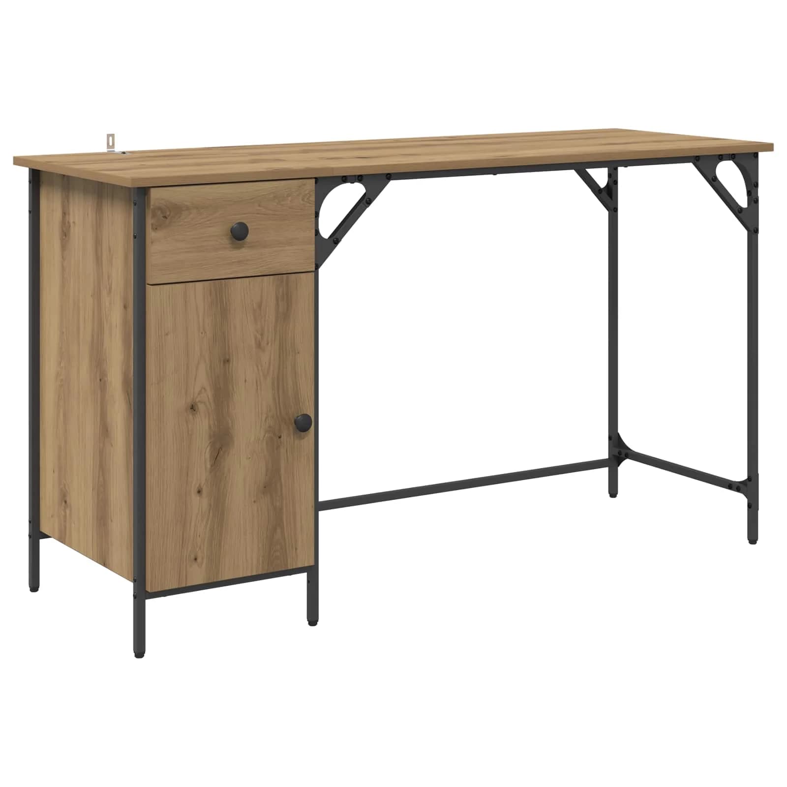 Računalniška miza Umetni hrast Inženirski les 131 x 48 x 75 cm - slika 2