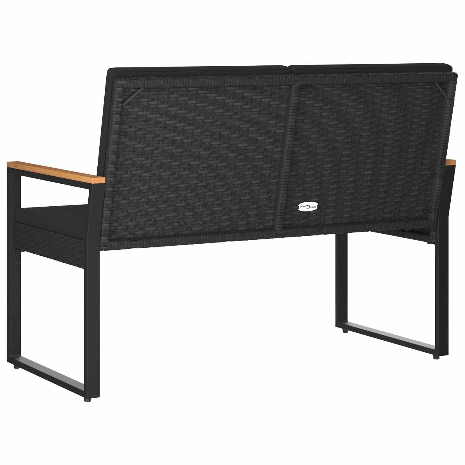 Zunanja klop z blazino Črna 107 x 61 x 80 cm poli ratan - slika 7
