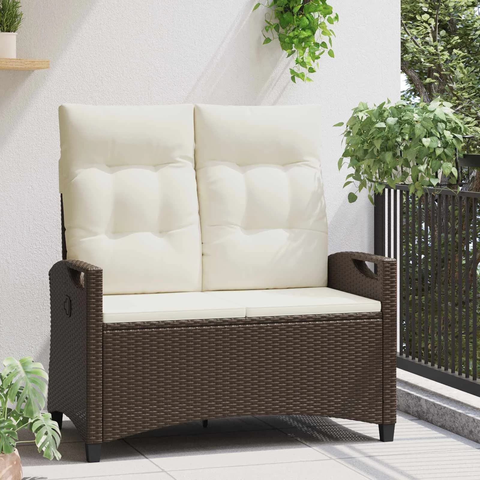 Vrtna klop Rjava in krem 105 x 60 x 112 cm Jeklo in poliestren - slika 3