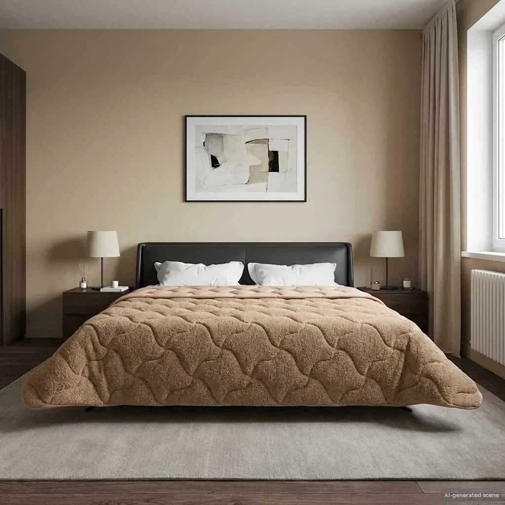 Zimska posteljnina Taupe 220 x 260 cm Mikrofibra in Teddy flis - slika 4