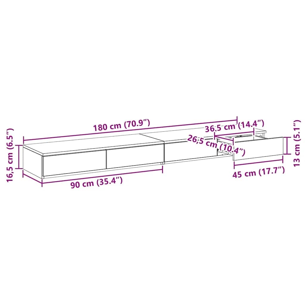 Posteljni predali s predalom Dimljeni oreh 180 x 36,5 x 16,5 cm - slika 12