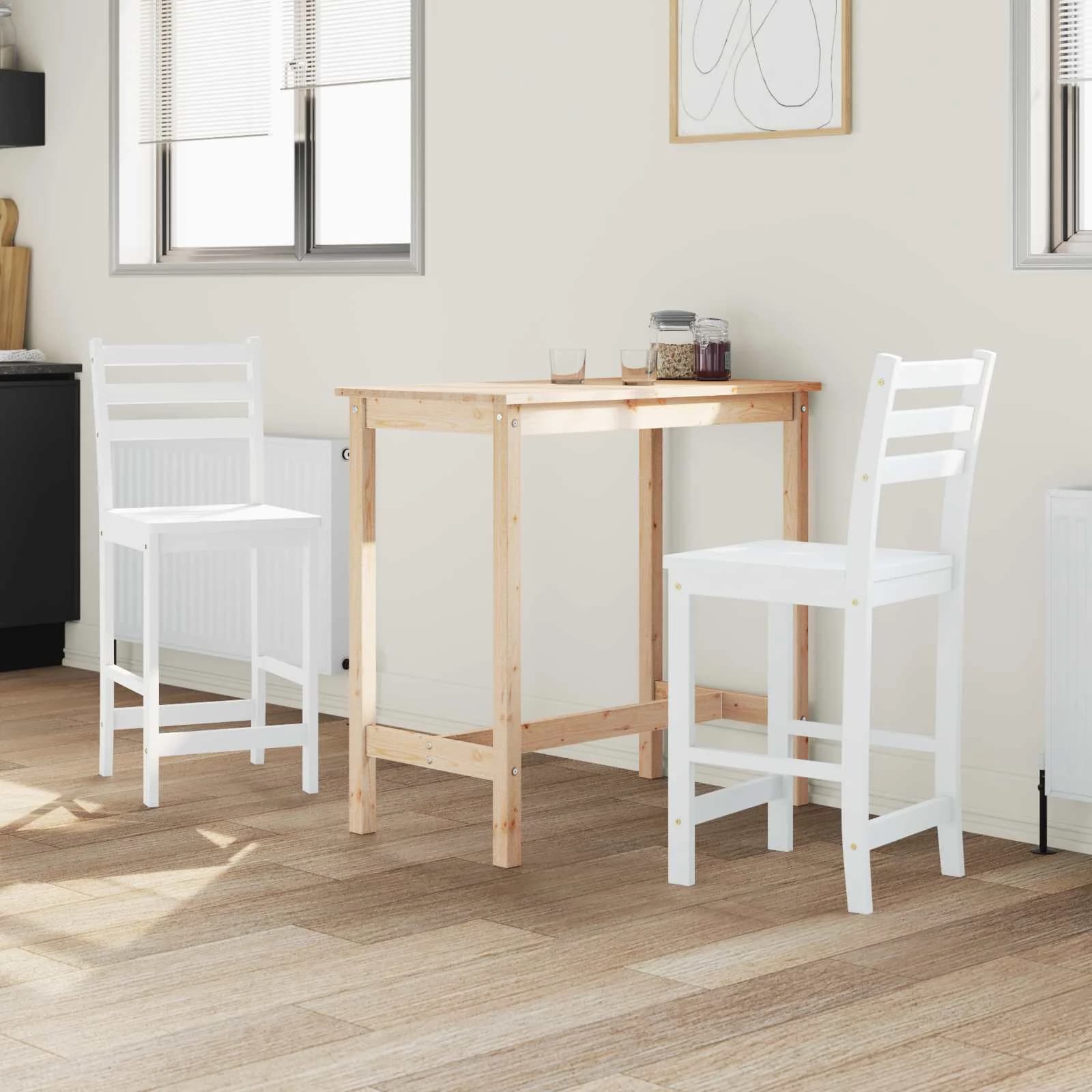 Jedilni stoli 2 kos Masivno gumovo les Bela 40 x 47,5 x 99,5 cm - slika 3