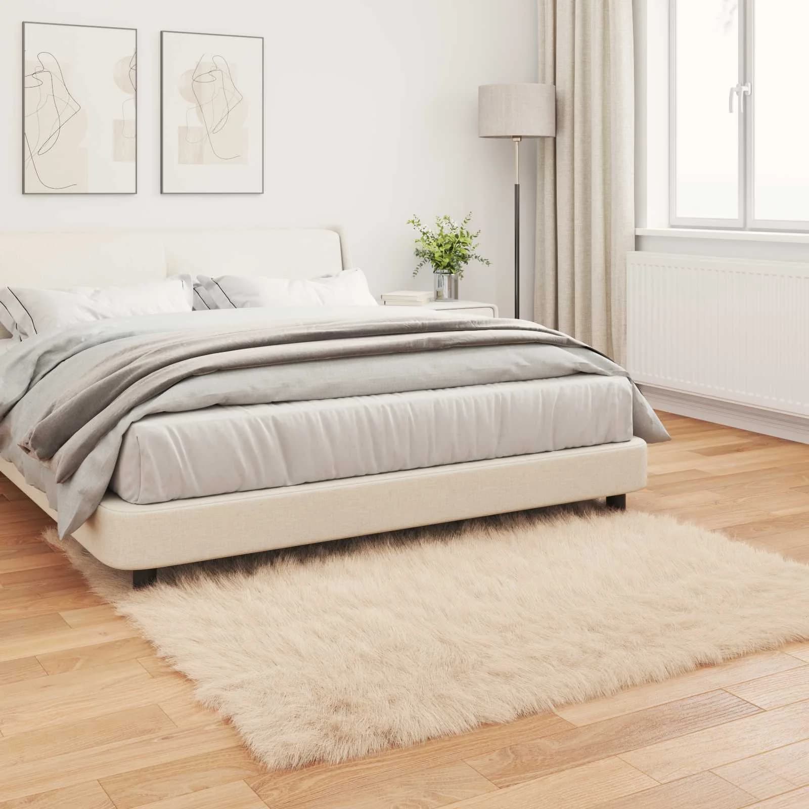 Preproga iz umetnega ovčjega krzna TAFALLA Bež 160 x 160 cm - slika 4