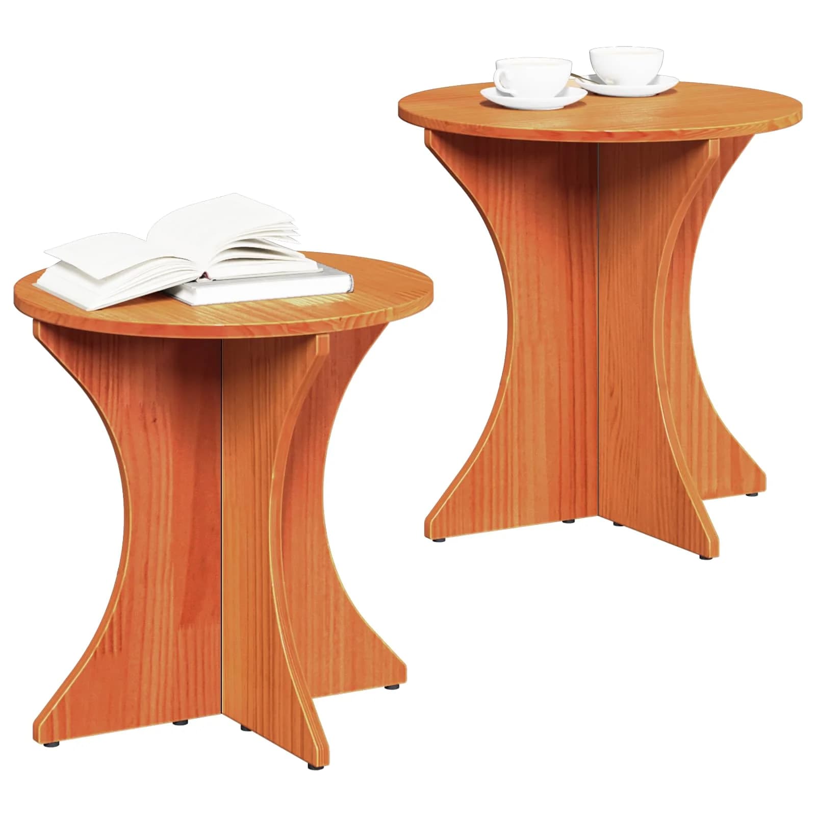 Klubska miza 2 kos Voskast rjav 46 x 46 x 47 cm Trdna borovina - slika 2