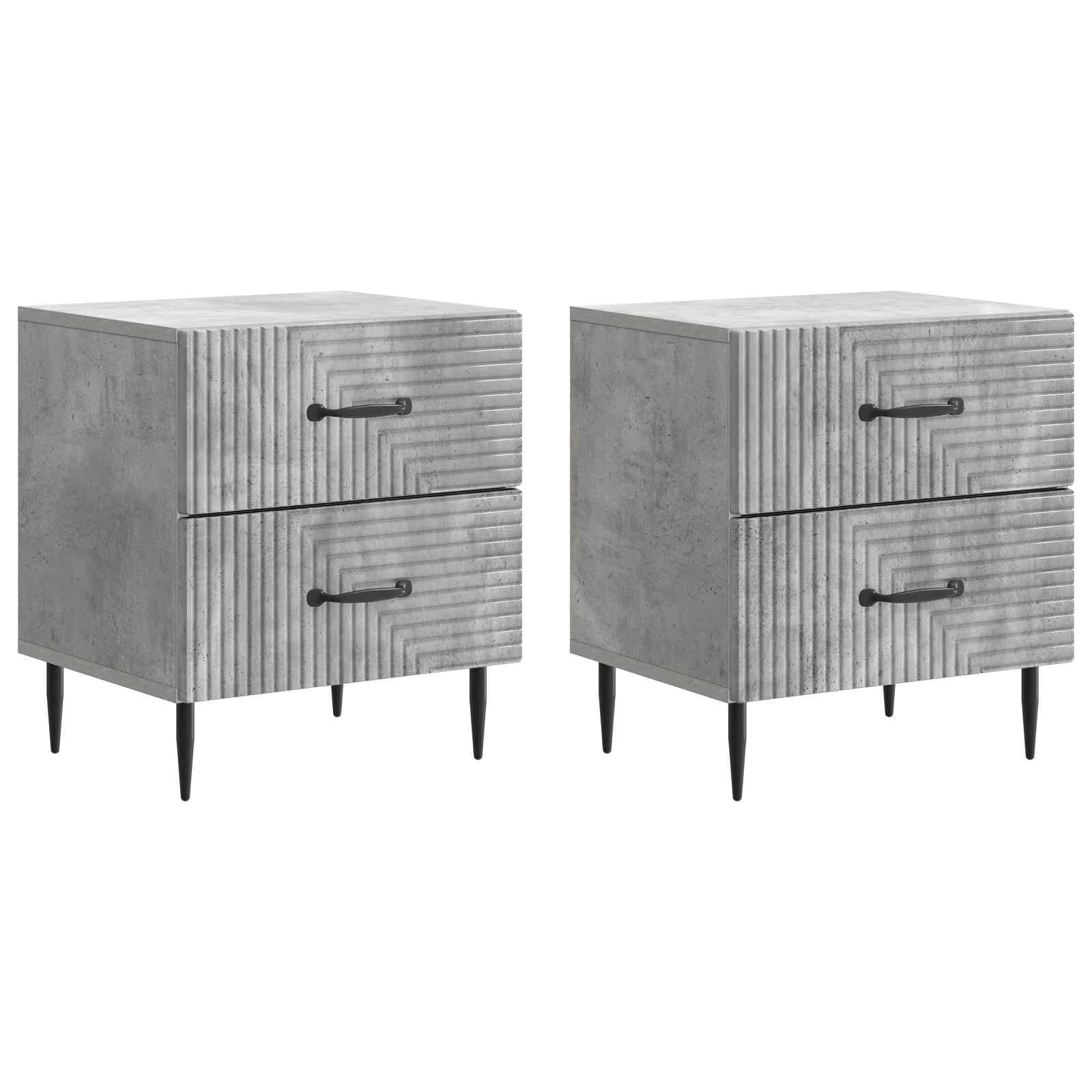 Nočna omarica 2 kos Betonsko siva 43 x 34,5 x 47,5 cm - slika 2