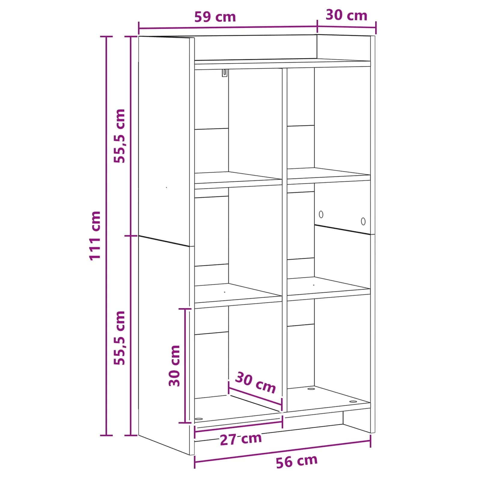 Knjižna omara 6 nivojev 59 x 30 x 111 cm Inženirski les - slika 8