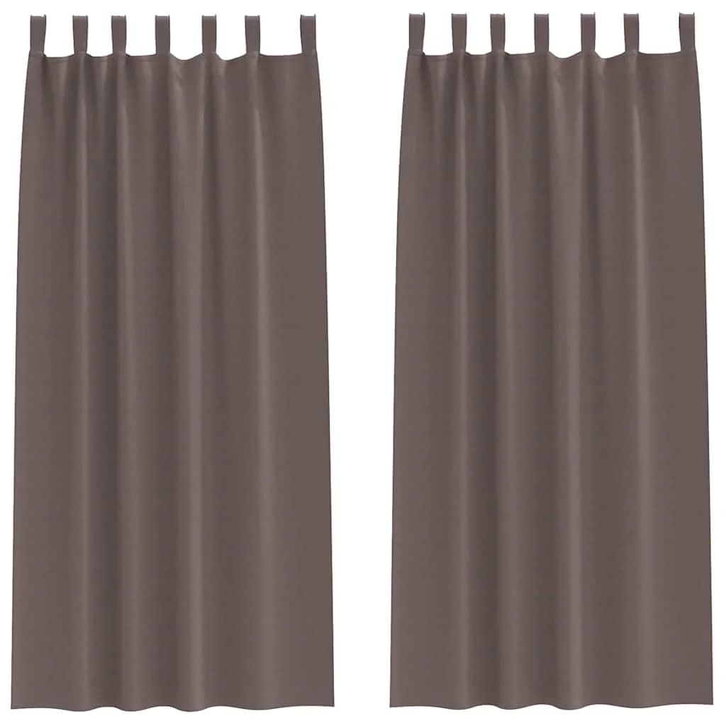 Zavese za zatemnitev z obroči 2 kos Temno rjava 225 x 140 cm - slika 2