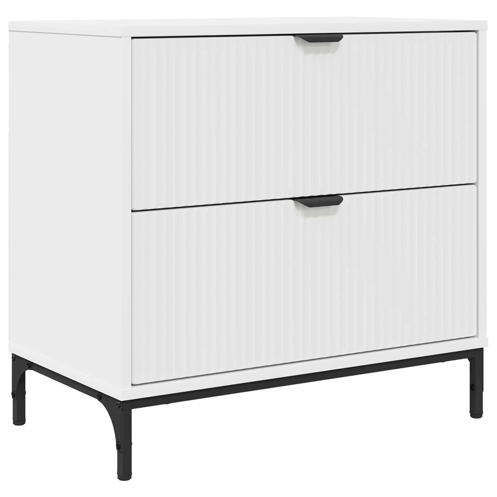 Nočna omarica Bela 63.5 x 36 x 61 cm Inženirski les - slika 2