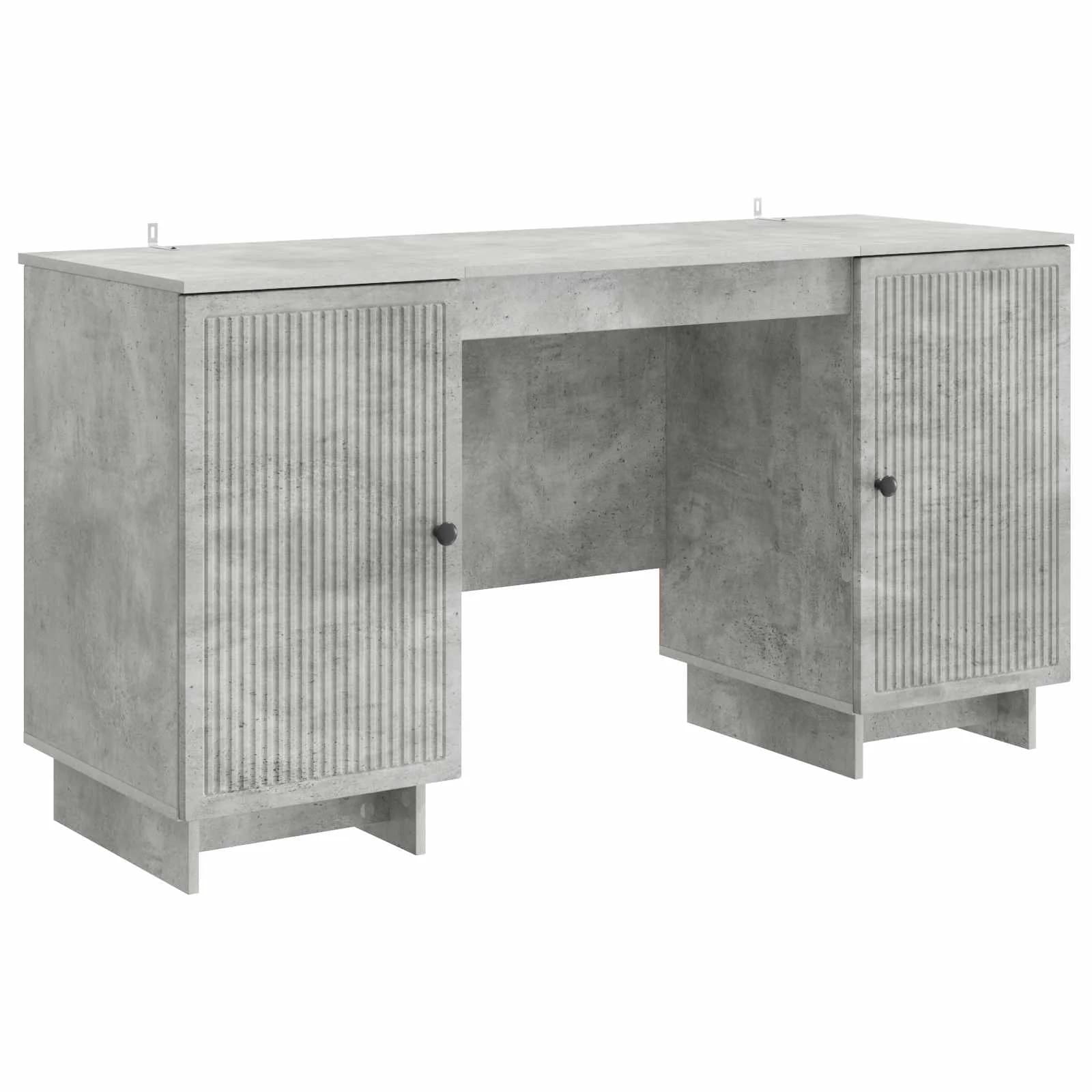 Miza Betonsko siva Inženirski les 142,5 x 50 x 75 cm - slika 2