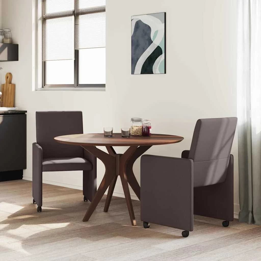 Jedilni stoli s kolesi 2 kos blago Temno rjava 57 x 66 x 94 cm - slika 3