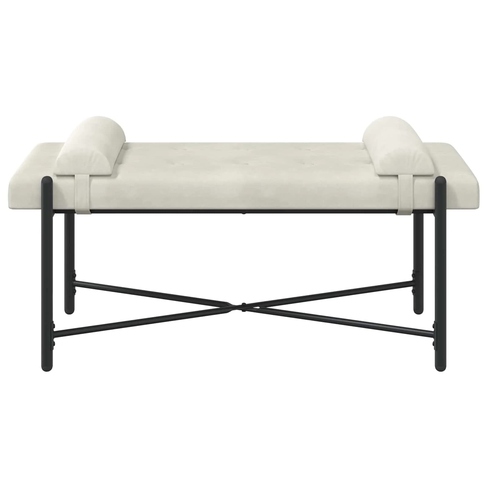 Klubska klop z gumbi in vzglavniki Krem 110 x 40 x 46 cm Žamet - slika 7