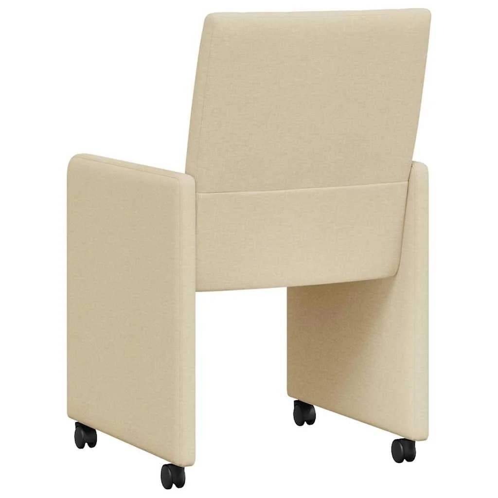 Jedilni stoli s kolesi 2 kos blago krema 58 x 65 x 94 cm - slika 6