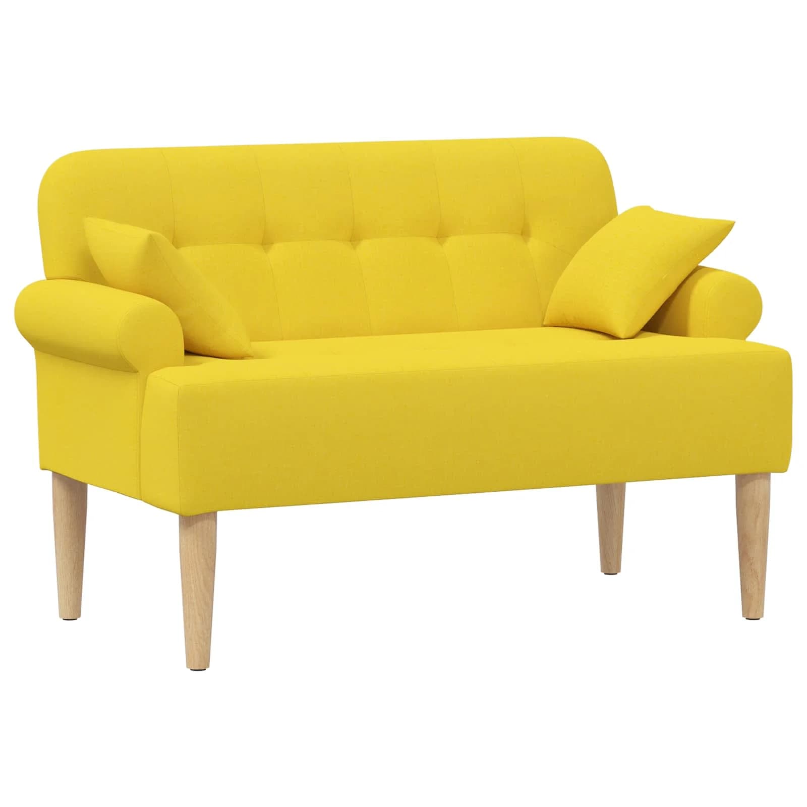 Dvojnica s gumbi Svetlo rumena 120 x 65 x 79 cm Blago - slika 2
