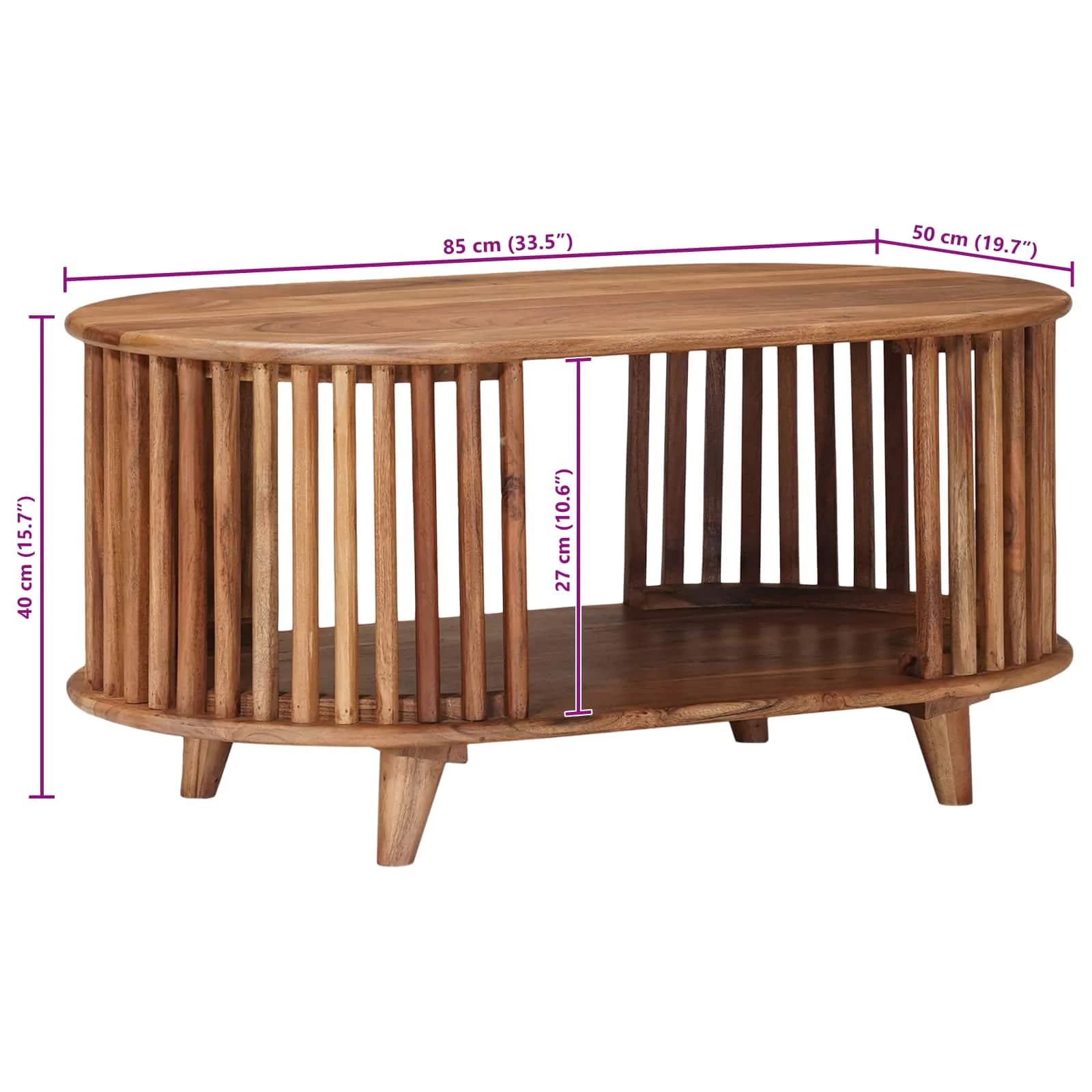 Ročno izdelana miza za kavo Teak rjava 85 x 50 x 40 cm - slika 10