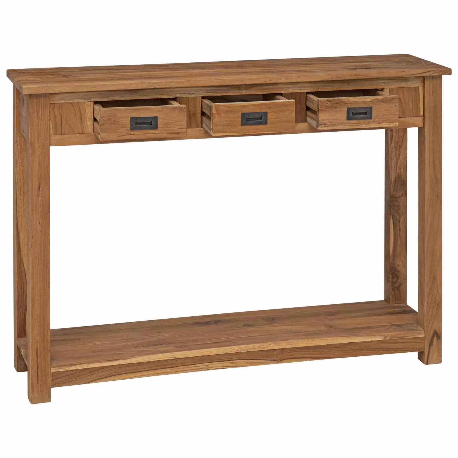 Konzolna miza Naravna 110 x 30 x 80 cm Trden tikov les - slika 2