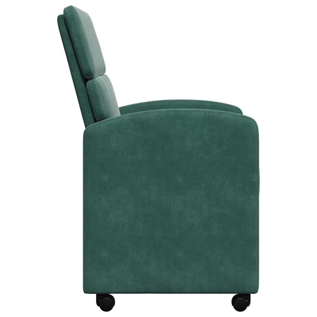 Jedilni stoli s kolesi 2 kos Žamet Temno zelena 58 x 65 x 98 cm - slika 5