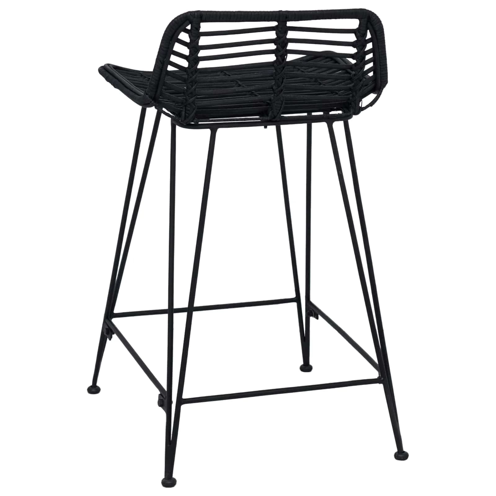 Barski stol 2 kos Črna 44 x 45 x 76 cm Rattan in jeklo - slika 7