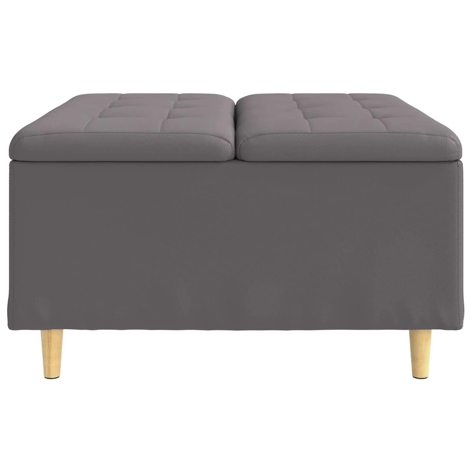 Shranjevalna tabureta Siva 80 x 80 x 45 cm Umetna koža - slika 5