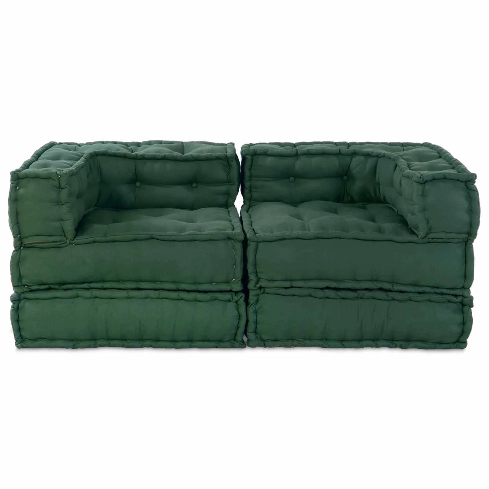Modularna sedežna enota 2 kos Blago Zelena 140 x 70 x 56 cm - slika 3