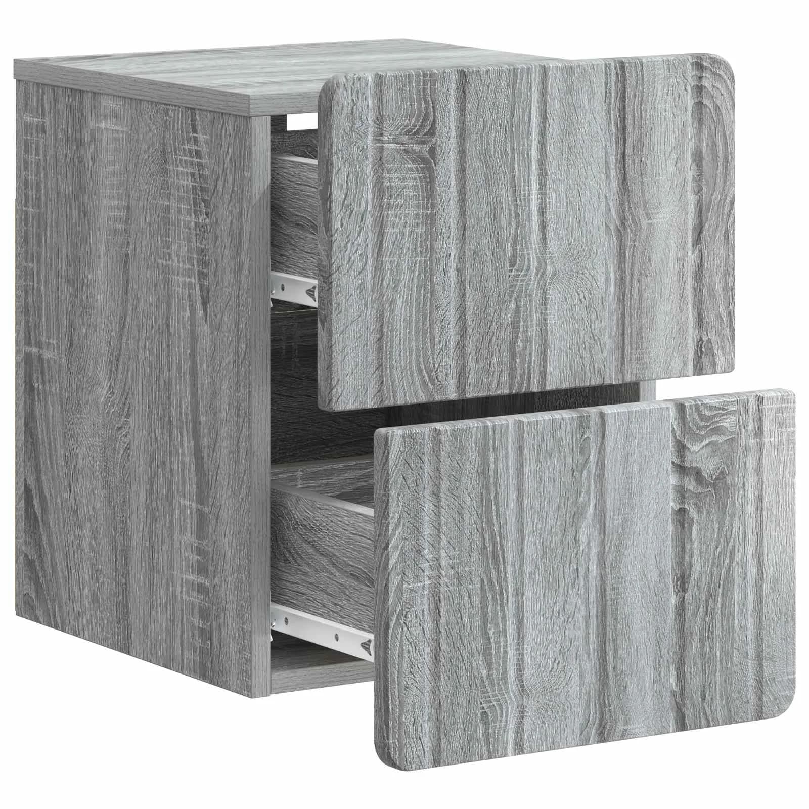 Stenski nočni omarici 2 kos Siva Sonoma 33 x 34,5 x 43 cm - slika 6