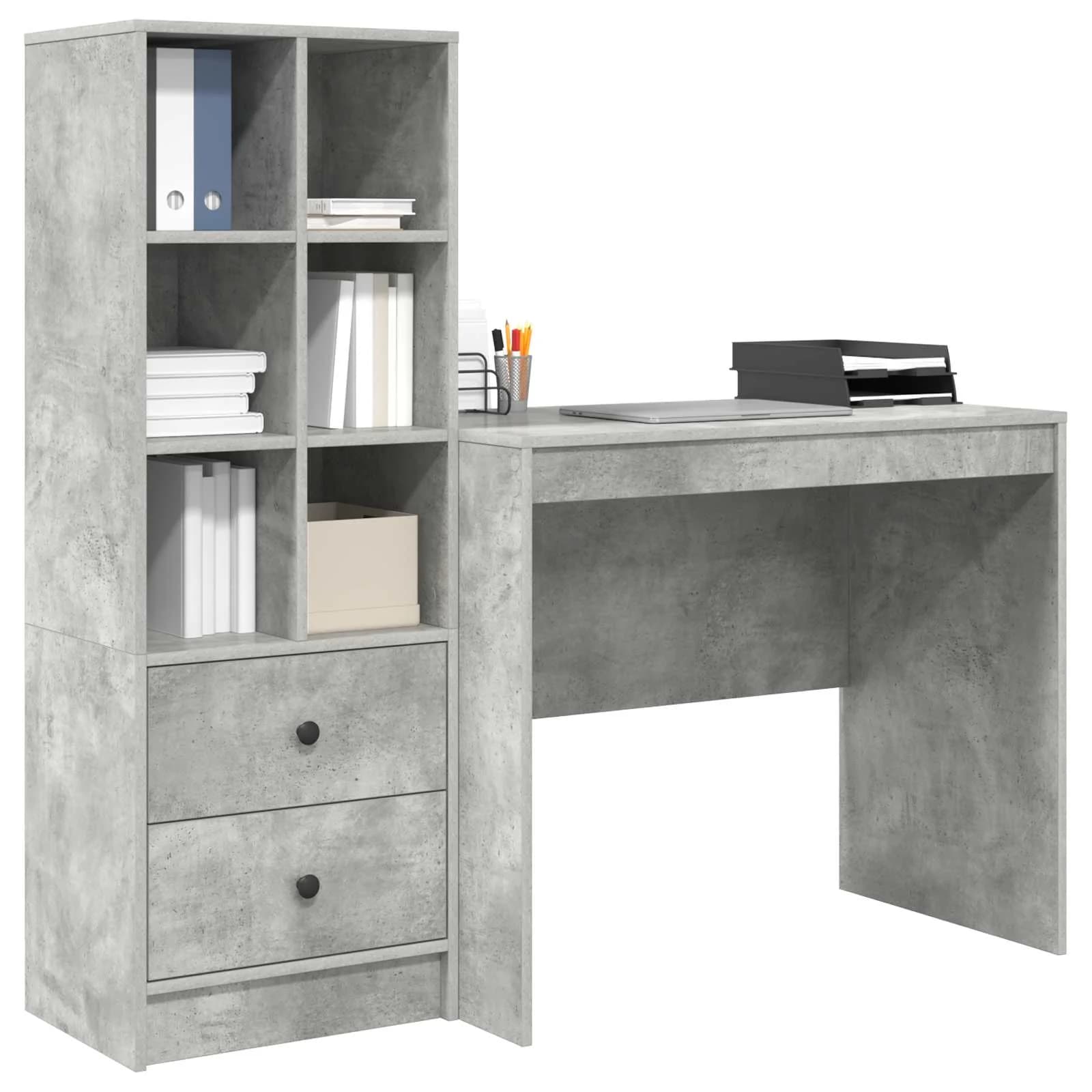 Miza Betonsko siva 135,5 x 50 x 127 cm 2 kos - slika 3