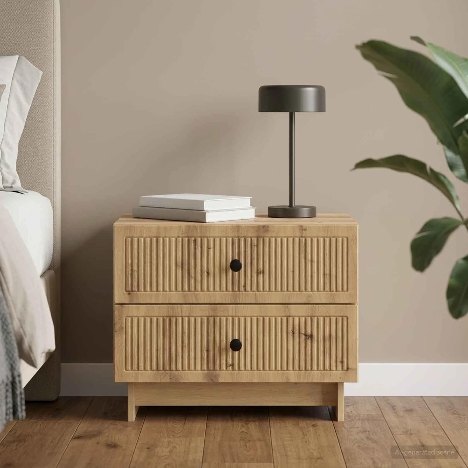 Nočna omarica Artisan hrast 62 x 34,5 x 47,5 cm Inženirski les